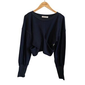 We The Free Black Crossover Crop Thermal Long Sleeve Top Size Large